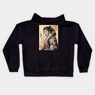 Handsome Samurai ukiyo e art Kids Hoodie